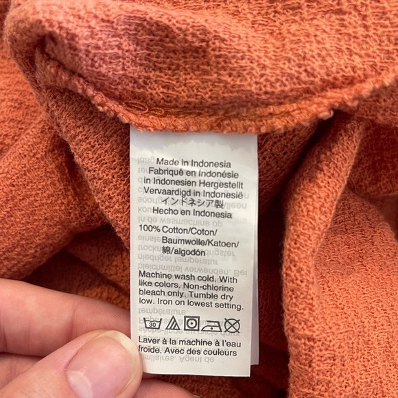 Madewell Texture & Thread Tiered Sleeve Top Orange Scoop Neck - Size Medium - Picture 8 of 8